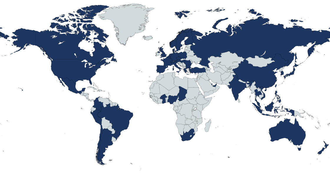 Weltkarte Internationale Rollouts